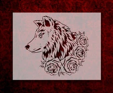 Vintage Floral Wolf Stencil Template Reusable 8.5 x 11 Inches for Painting
