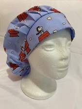 women surgical/scrub/hat/ cap cord lock, bouffant style - Christmas Peanuts