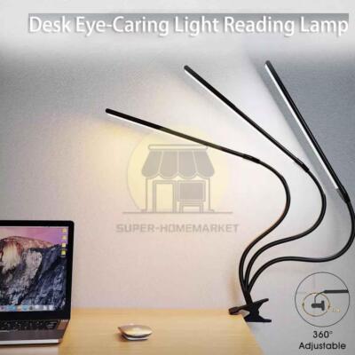 LED Desk Lamp Gooseneck Adjustable Lamp with Clamp Eye-Caring Reading Desk Light