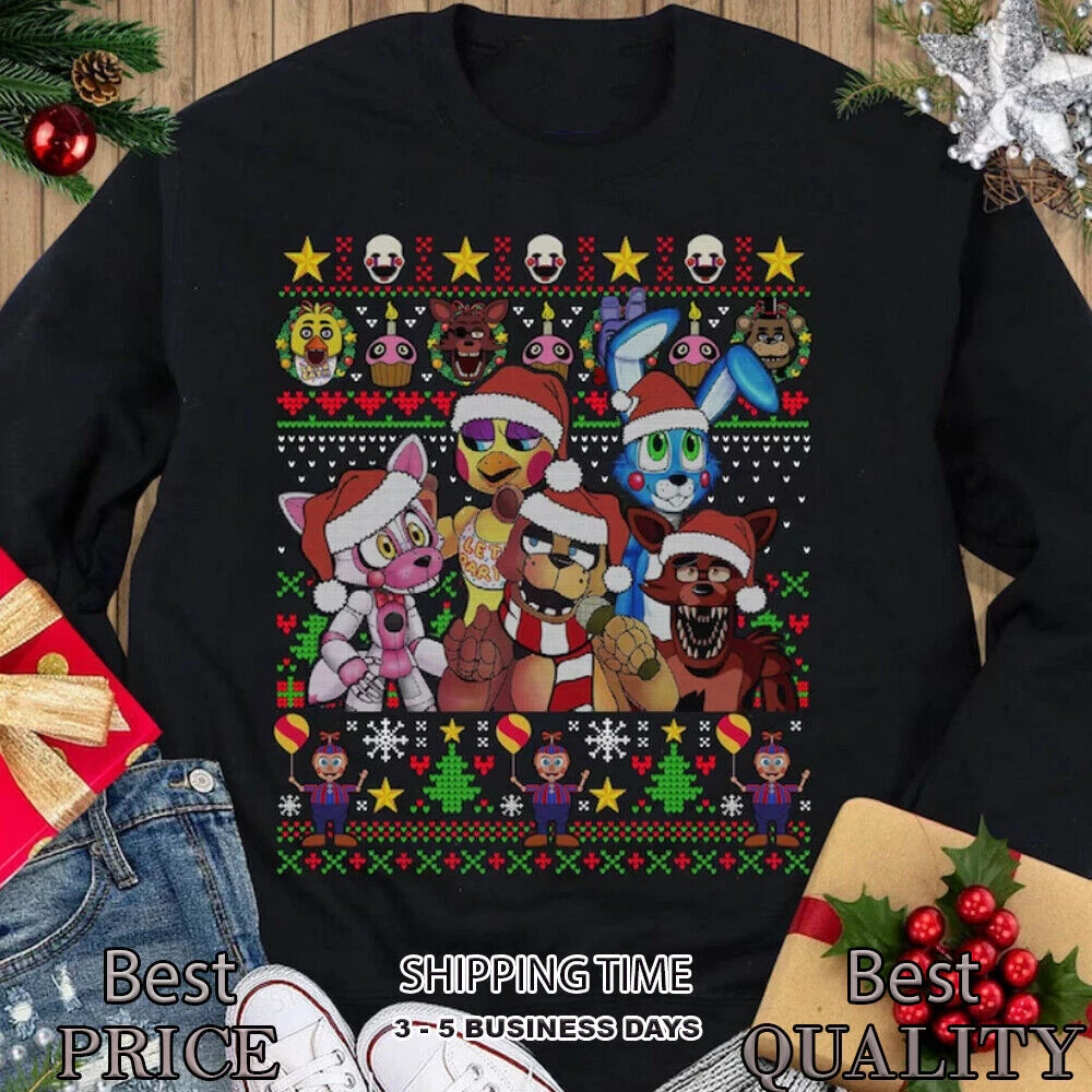 Five Nights At Freddy Ugly Christmas Sweatshirt Fnaf Christmas Sweater S 5XL