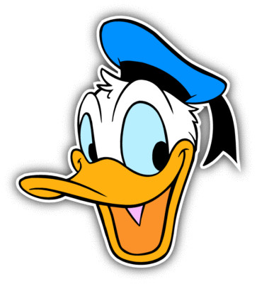 Donald Duck Head Cartoon Car Bumper Sticker Decal 5''x 4''