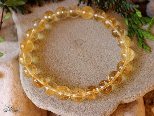 A+ Yellow Citrine 6-8MM Round Gemstone Energy Healing Reiki Scratchable Bracelet - Picture 12 of 12