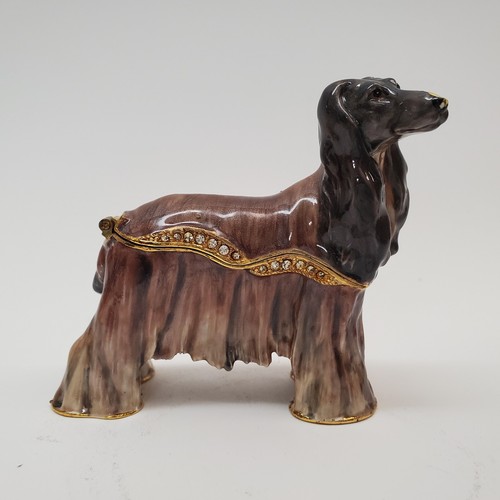 Afghan Hound Jeweled Trinket Box with Austrian Crystals Collectible Dog Box - Picture 2 of 10