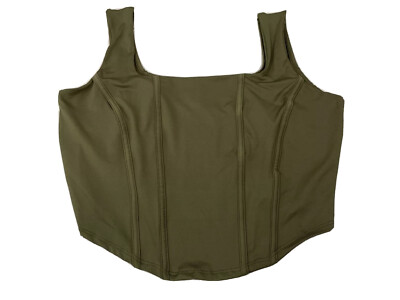 Fashion Nova Womens Won't Take The Blame Crop Top Size 2X Olive Green Sleeveless