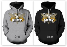 US Army Hoodie Sweatshirt Army Star Design Black or Grey Mens Pullover