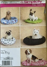 Simplicity Pattern 2297 Dog Bed No Sew X-Small Small Medium