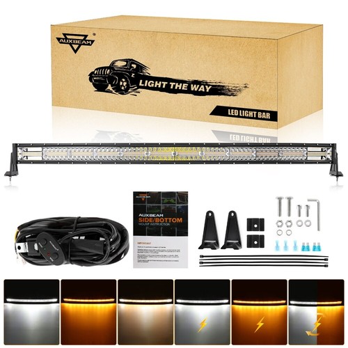 AUXBEAM Curved 42" LED Light Bar Spot Beam Off Road Driving 6 Modes Amber White - Picture 2 of 12