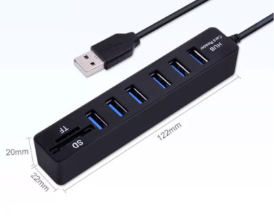 USB HUB 6 Port Adapter mit MicoSD & SD-Kartenleser Notebook/Laptop/PC/Macbook