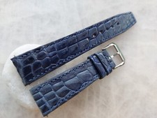 21mm/18mm Navy Blue Alligator Crocodile Print Leather Watch Strap Band