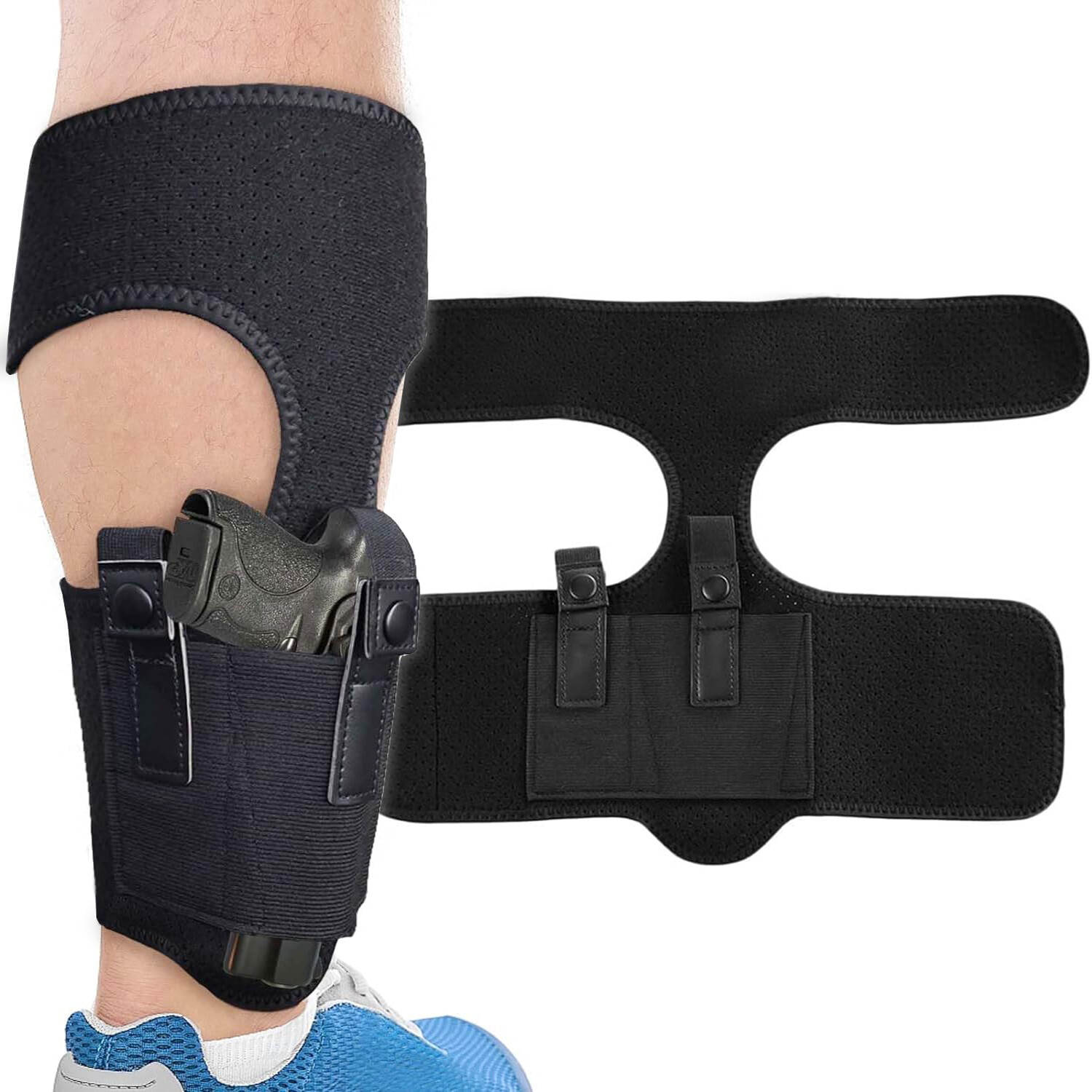 Ankle Leg Gun Holster Tactical Pistol Concealed Carry with Magazine Holder Pouch