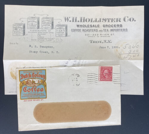 1920 Troy NY USA Advertising Cover Dutch Colony Coffee With Letter - Picture 1 of 4