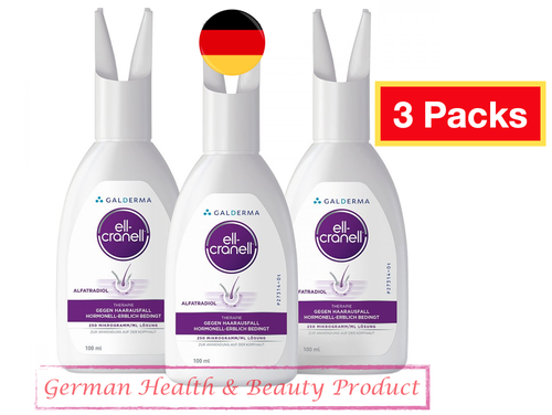 Ell Cranell Alfatradiol Anti Hair Loss Hair Growth Root-Damaging DHT 3 X 100ml