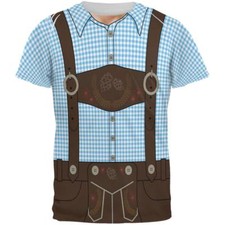 Oktoberfest Lederhosen Costume German Brown Suspenders All Over Mens T Shirt