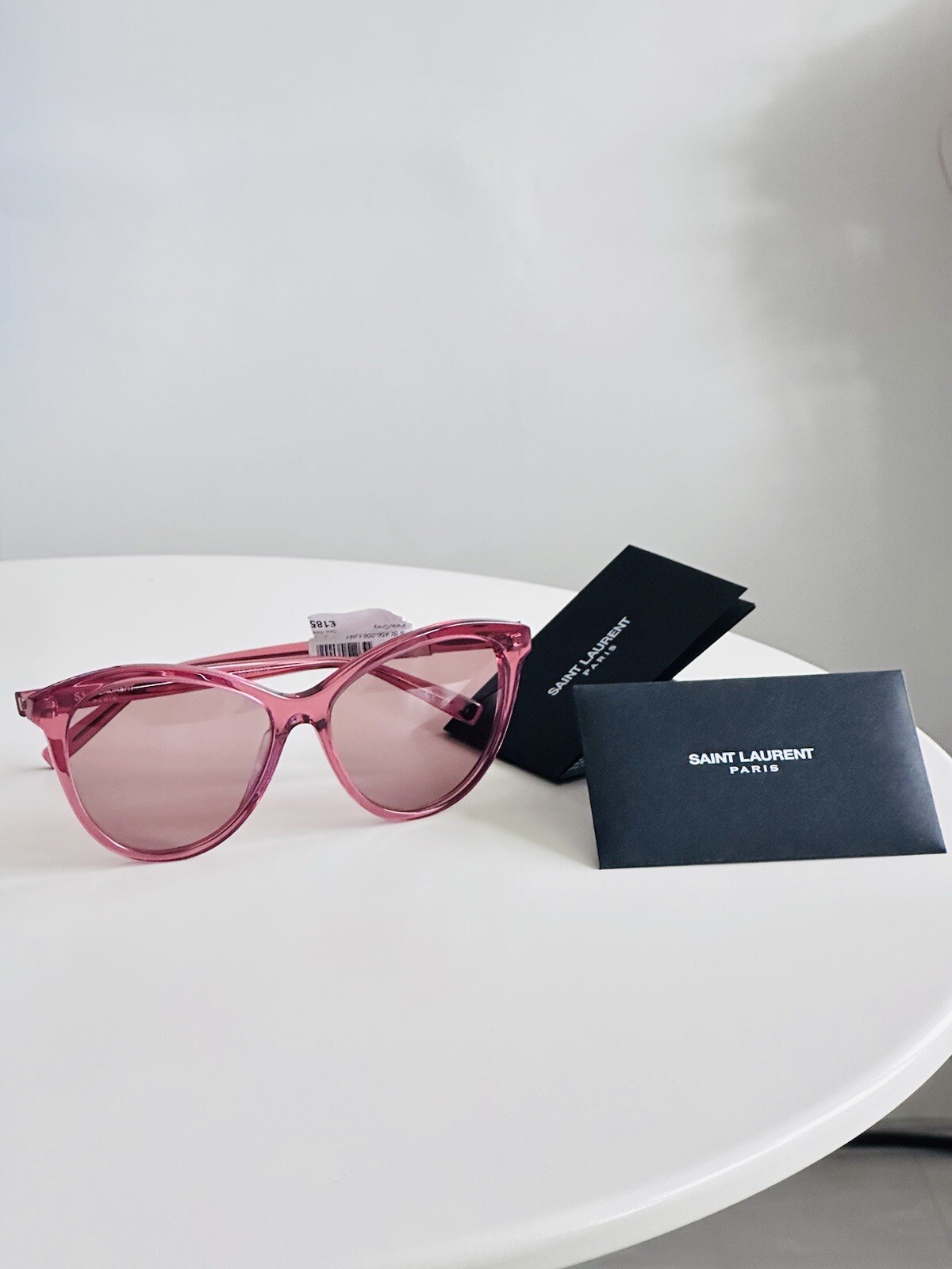 Occhiali da sole Saint Laurent rosa grigio SL 456 006 occhio di gatto nuovi con custodia autentica