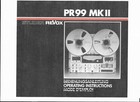 Revox Bedienungsanleitung user manual für PR 99 MKII in englisch  Copy