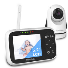 Baby Monitor Camera and Audio, 3.2" IPS Color Display, Full Remote Pan Zoom, IR