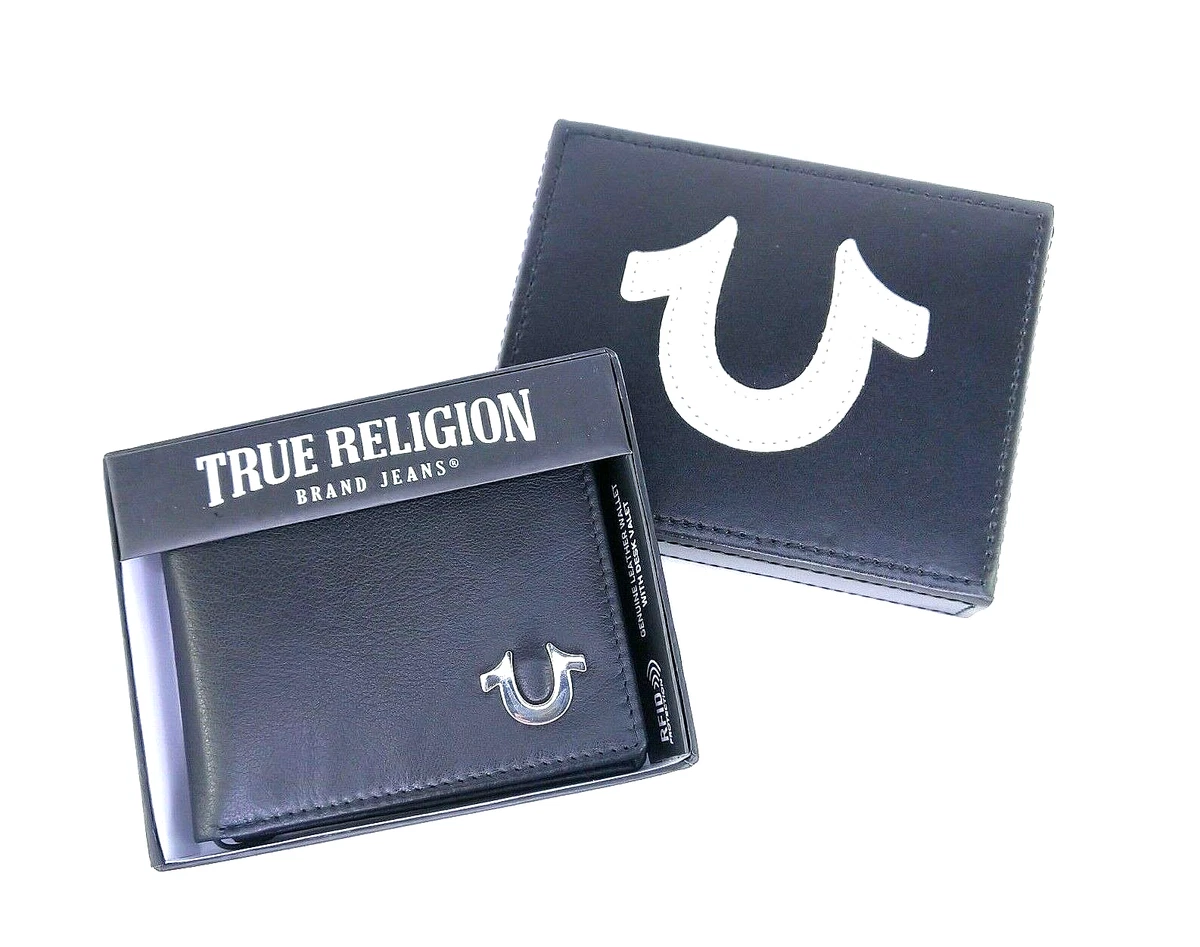 True Religion Black Leather Wallet Bi Fold Forbes Style New