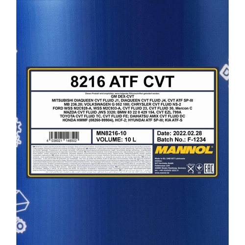 MANNOL 10 Litres 8216 Pour Huile De Boîte Automatique CVT - Photo 2/2