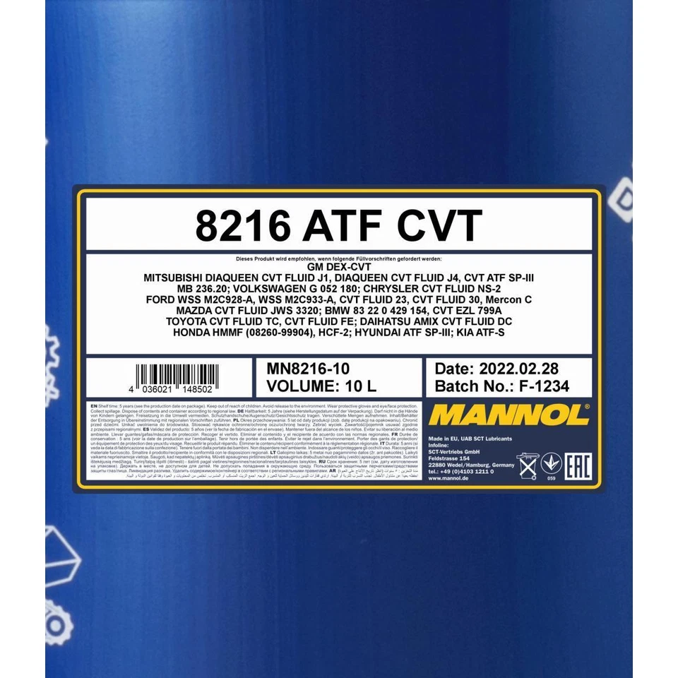 MANNOL 10 Litres 8216 Pour Huile De Boîte Automatique CVT - Photo 2/2