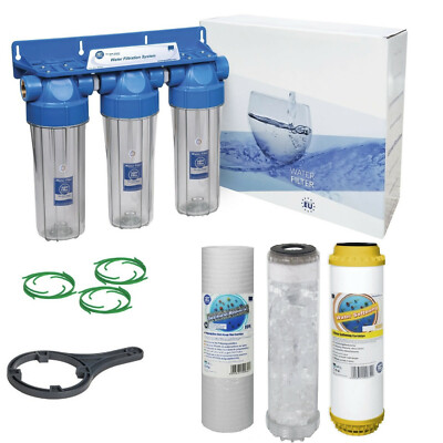 Aquafilter 3 Stufen 10'' Wasseraufbereiter Enthärtung und Anti-Kalk Filter Kit 1/2''
