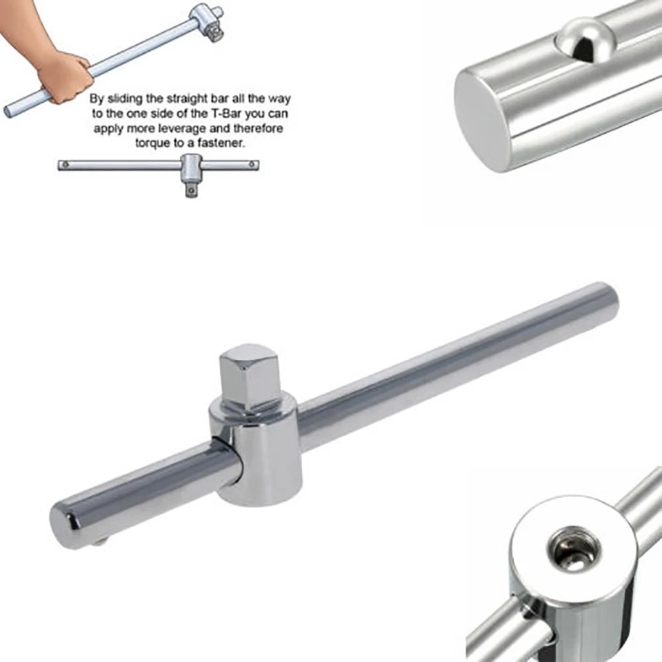 New 1/4",3/8",1/2" Drive Heavy-Duty Sliding T-Handle Socket Wrench & Breaker Bar - Image 4 of 4