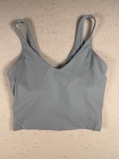 Light Dusty Blue Cropped Workout Tank with Shelf Bra Size Small