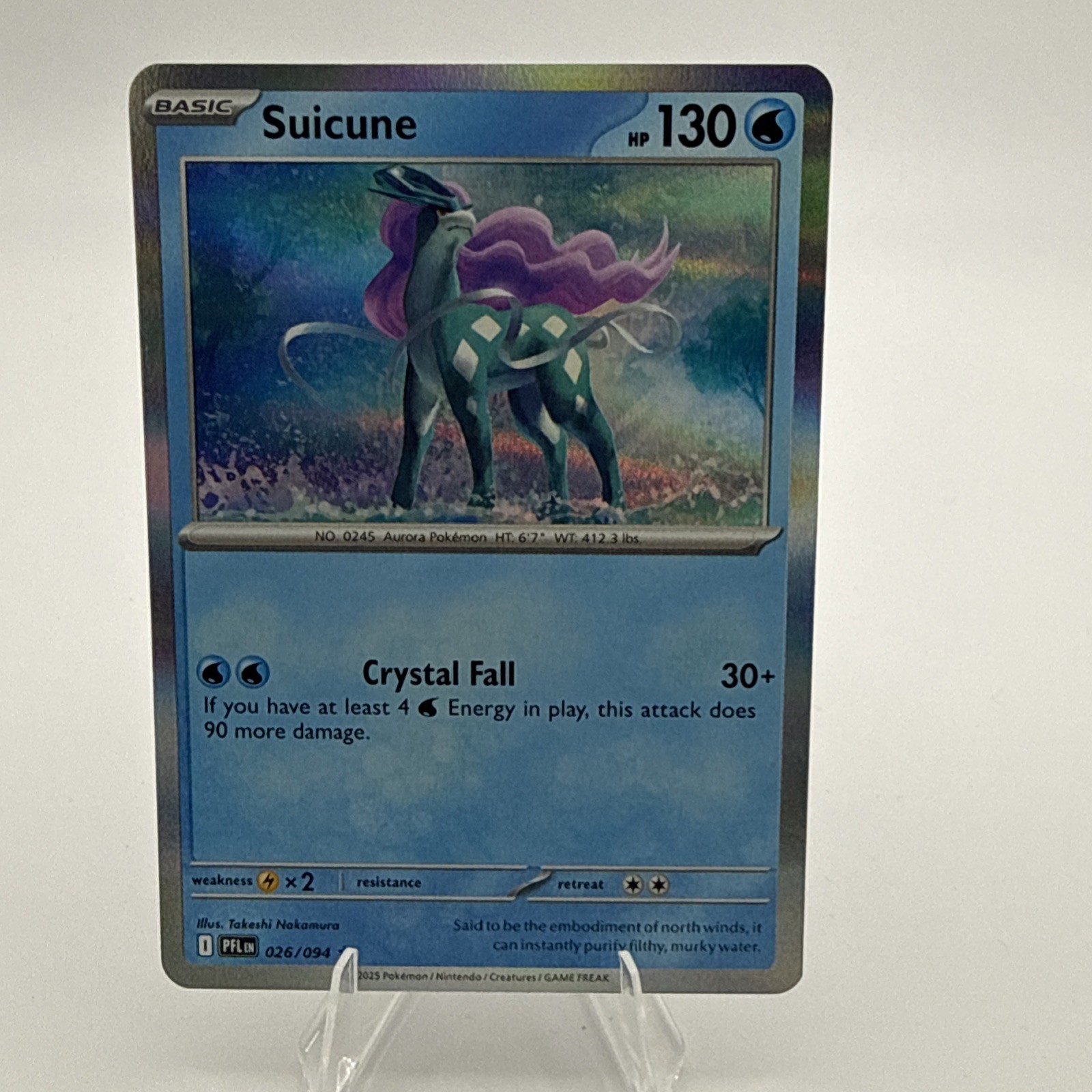 Pokemon TCG - Suicune 026/094 - Holo Rare - Phantasmal Flames - NM
