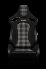 BRAUM Racing Orue S Series Sport Seats - Grey Plaid Fabric - Pair