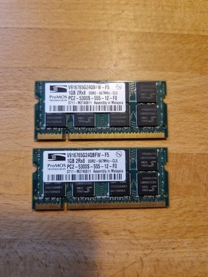 2x 1GB DDR2 Laptop-RAM SO-DIMM PC2-5300S 667MHz CL5