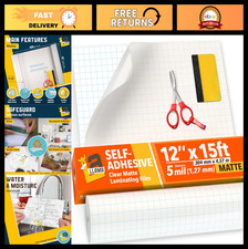 Matte Self-Adhesive Laminating Film Roll 12"x15ft - 5MIL Durable Anti-Glare Stic