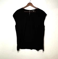 Kasper Black Sleeveless Pleated Front Blouse Shell Top Office Work Career Womens