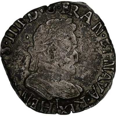 France, Henri IV, 1/2 Franc, 1606, Limoges, Argent, TB, Gadoury:590 - Photo 1/2