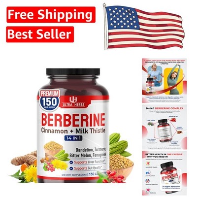 Boost Immunity & Digestion with  Berberine & Cinnamon - 150 Capsules