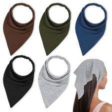Triangle Bandana 5Pcs Elastic Scarf Headband Large Boho Head Scarves Non Slip