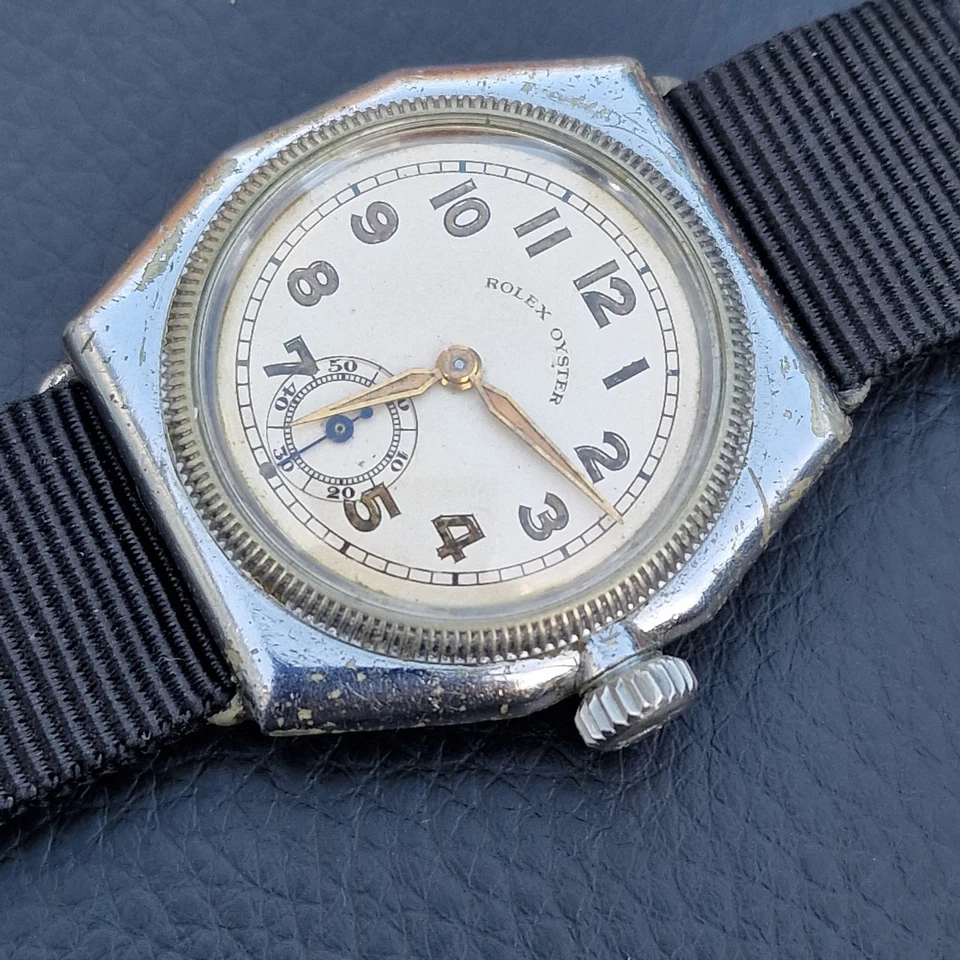 Rolex Oyster Octagonal Circa 1930s Acero Níquel Reloj 32mm, Cal.101/2, No Funciona Foto 3 de 4