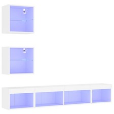 TV Wall Units 5 Piece with LED Floating TV Wall Unit Engineered Wood vidaXL