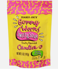 Caramelos Trader Joe's Sweet & Sour Gummy Worms 5 oz ea gomitas sin azúcar viral