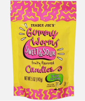 Trader Joe's Sweet & Sour Gummy Worms Candies 5 oz ea Gummies No Sugar Viral
