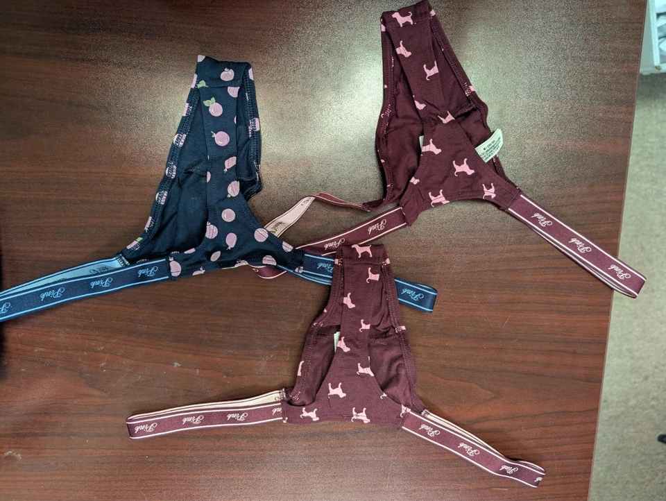 Victoria's Secret Panty Lote De 3 Tanga Brillo Pierna Alta Azul Marino Rosa Salvaje M Nuevo Con Etiquetas Foto 4 de 4