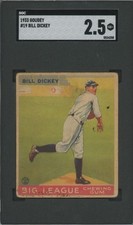 Bill Dickey 1933 Goudey #19 - SGC 2.5 - New York Yankees - Hall of Fame