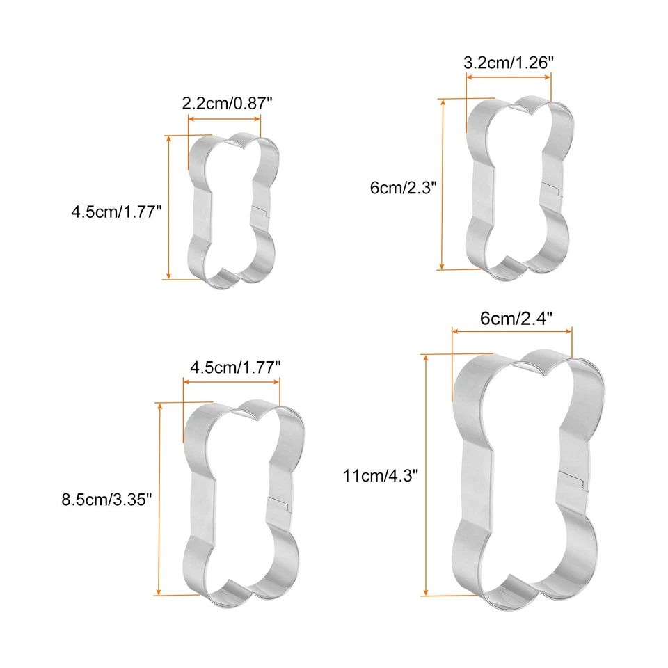 Hunde Knochen Keks Ausstecher Set Verschiedene Größen Edelstahl Hausgemachte - Bild 2 von 4