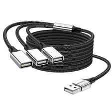 3 in 1 USB Splitter Cable 2M, USB 2.0 Hub 1 to 3 Female Extension Cord, Multi...