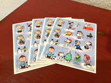 VINTAGE HALLMARK PEANUTS Christmas Stickers Set of 4 Snoopy Charlie Brown Winter