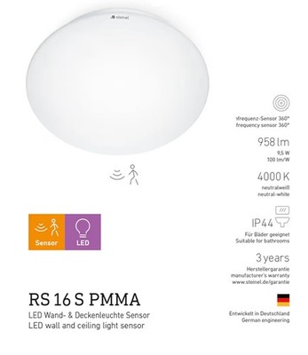 LED Deckenleuchte 9,5W Steinel RS 16 LED 940lm 4000K mit Bewegungsmelder S /T2UK