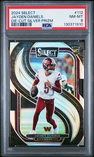 2024 PANINI SELECT DIE-CUT SILVER PRIZM #112 JAYDEN DANIELS ROOKIE RC PSA 8