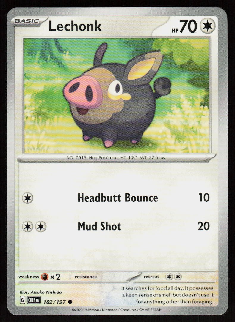 Lechonk 182/197 Common Obsidian Flames Pokemon Near Mint