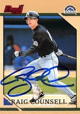 Craig Counsell signed baseball card 1996 Topps Bowman #194 1st Rookie (Rockies)