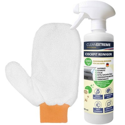 CLEANEXTREME Cockpitreiniger Mikrobiologisch Zitrone 500ml+ Reinigungshandschuh 
