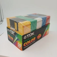 TDK 50 Pack Color High Density 3.5" HD 1.44MB Floppy Disks Formatted NEW Sealed