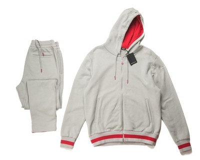 Kiton Napoli $4,280 NWT Gray Red 100% Cotton Tracksuit Sweatsuit Loungewear L